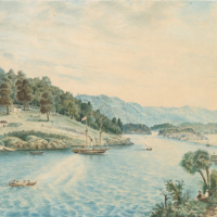 Watercolour painting of Jacobs river, Riverton, CC by Te Hikoi museum